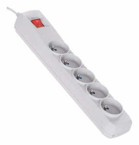 Activejet COMBO 5G – 5-pistorasiainen jatkojohto, 5 m johto, automaattisulake, harmaa (ACP-5GN_5M_SZ)