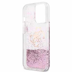 Guess GUHCP13XLG4GPI iPhone 13 Pro Max 6.7" vaaleanpunainen/vaaleanpunainen kovakotelo 4G Big Liquid Glitter