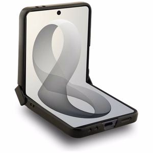Beige Guess Magnetic Ring Stand Grained Classic Logo MagSafe -suojakuori Samsung Galaxy Z Flip8 -mallille