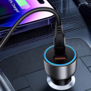 Acefast B21 75 W USB-C + USB-A -autolaturi, musta