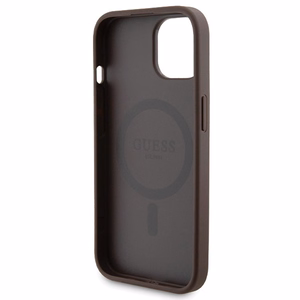Guess 4G Metal Logo Suojakuori-setti iPhone 15:lle + 5000mAh MagSafe Varavirtalähde - ruskea