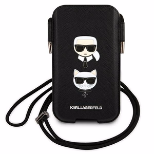 Karl Lagerfeld Saffiano Ikonik Karl&Choupette Head 6.7'' laukku - musta