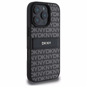 DKNY Texture Pattern Tonal Stripe iPhone 16 Pro:lle Suojakuori - Musta