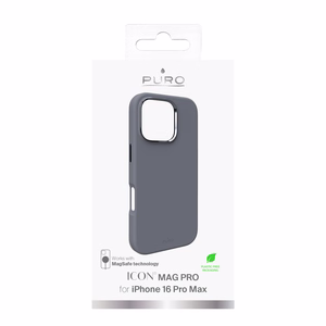 Puro Icon Mag Pro MagSafe Silikoninen Suojakuori iPhone 16 Pro Maxille - tummanharmaa