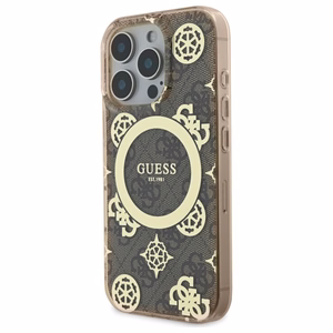 Guess IML Peony On 4G Background MagSafe Suojakuori iPhone 16 Pro Max:lle - ruskea