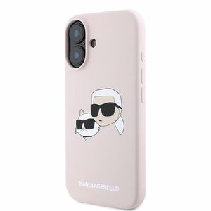Karl Lagerfeld Silikoninen Nauble Heads Print MagSafe Suojakuori iPhone 16 Plus:lle - Vaaleanpunainen