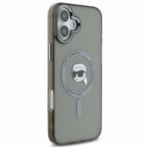 Karl Lagerfeld IML Metal Karl Head MagSafe iPhone 16 Plus Suojakuori - Musta