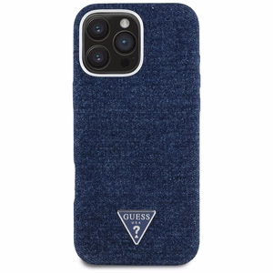 Guess Denim Triangle Logo MagSafe Suojakuori iPhone 16 Pro Max:lle - sininen