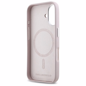 Karl Lagerfeld FW Metal Plate MagSafe iPhone 16 Suojakuori - Vaaleanpunainen