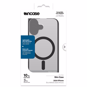 Incase Slim Case -suojakuori MagSafe-tuella iPhone 16:lle, läpikuultava musta