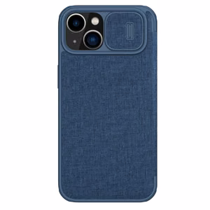 Nillkin Qin Qin Cloth Pro Case Kotelo iPhone 14 Plus kamera kansi Holster kansi Flip Case sininen