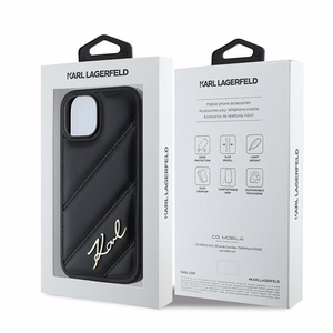 Karl Lagerfeld Diagonal Quilted Script Suojakuori iPhone 14 / 15 / 13:lle - musta