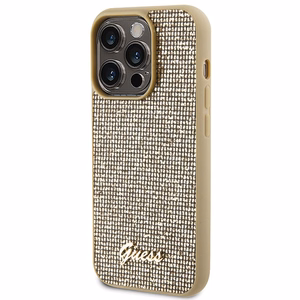 Guess Disco Metal Script Suojakuori iPhone 15 Pro:lle - kultainen