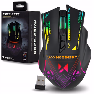 Wozinsky WMGB-3200 Wireless Optical Gaming Mouse with Built-in Rechargeable Battery 3200 DPI with RGB Lighting - Black