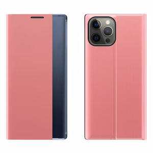 Sleep Case Bookcase Type Case with Smart Window for iPhone 13 Pro pink