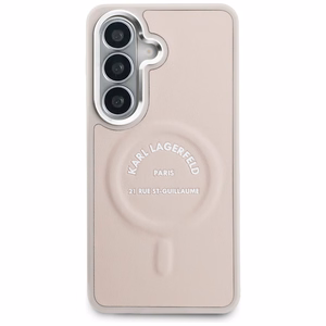 Karl Lagerfeld Embossed Ring RSG Logo MagSafe -suojakuori Samsung Galaxy S26:lle - vaaleanpunainen