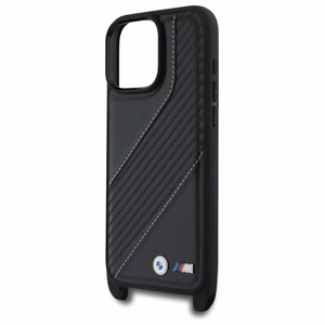 BMW M Edition Carbon Stripe & hihna suojakuori iPhone 16 Pro Max:lle - musta
