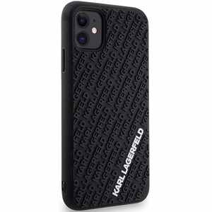 Karl Lagerfeld KLHCN613DMKRLK iPhone 11 / Xr 6.1 musta/musta kovakuori 3D Rubber Multi Logo