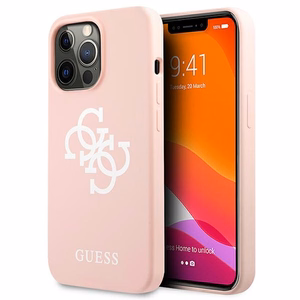 Guess GUHCP13LLS4GWPI iPhone 13 Pro / 13 6.1" pink/pink hard case Silicone 4G Logo