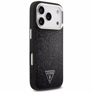 Guess Glitter Triangle Logo MagSafe suojakuori iPhone 17 Pro - musta