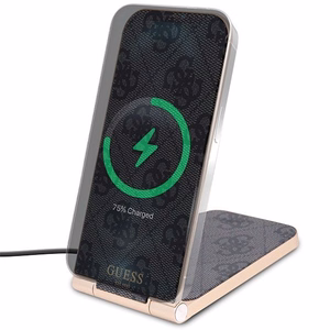 Guess 4G Pattern MagSafe foldable 2in1 15W inductive charger - black