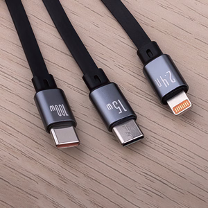 Forever 3in1 kaapeli USB - Lightning + 2x USB-C 1,2 m 100W musta
