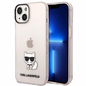 Karl Lagerfeld Läpinäkyvä Choupette Body Suojakuori iPhone 14 Plus / 15 Plus 6.7":lle - Vaaleanpunainen