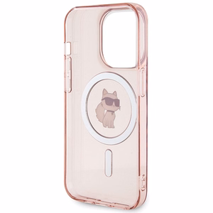 Karl Lagerfeld IML Choupette MagSafe Suojakuori iPhone 15 Pro:lle - vaaleanpunainen