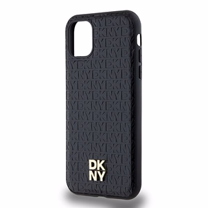 DKNY Nahkainen Monogrammi-kuvio Metallinen Logo MagSafe Suojakuori iPhone 11 / Xr:lle - musta