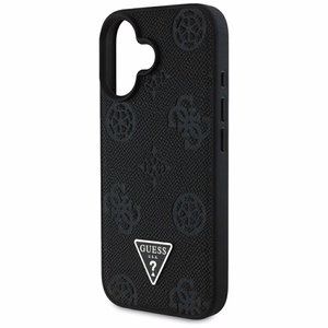 Guess Grained Hot Stamp Peony Triangle Logo MagSafe Suojakuori iPhone 16:lle - musta