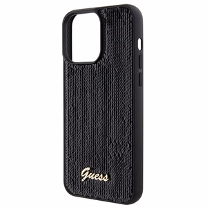 Guess Suojakuori iPhone 15 Pro Max 6,7:lle GUHCP15XPSFDGSK musta HC Sequin Script Metal