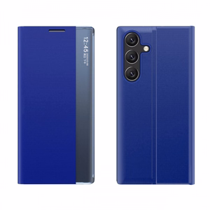New Sleep Case Samsung Galaxy S25:lle läpällä ja jalustalla - sininen