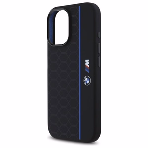 BMW Silikoninen Hexagon Blue Line MagSafe suojakuori iPhone 16:lle - musta