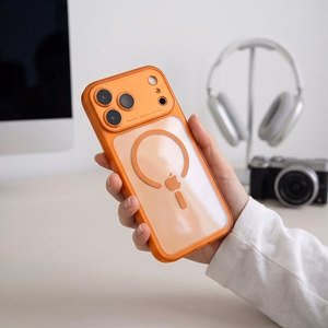 Tech-Protect MagPeak MagSafe CC suojakuori malleille iPhone 18 Pro / 17 Pro, läpinäkyvä oranssi