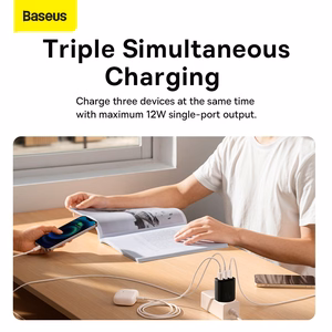 Baseus Compact seinälaturi - 3xUSB - 17W (CCXJ020101) musta