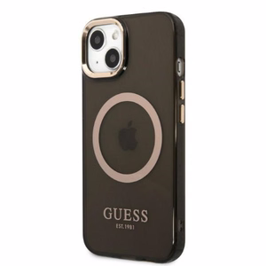 Guess Gold Outline läpinäkyvä MagSafe Suojakuori iPhone 13:lle - musta