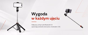 Wozinsky selfiekeppi WC1Y3S teleskooppijalusta 1.3m puhelinpidikkeellä - musta