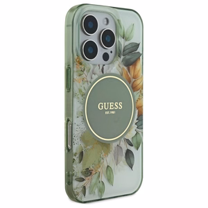 Guess IML Flower & Tonal Circle MagSafe case for iPhone 16 Pro - green