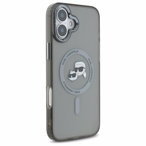 Karl Lagerfeld IML Metal Karl&Choupette Head MagSafe Case for iPhone 16 Plus - Black