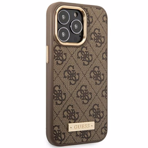 Guess GUHMP14LU4GPRW iPhone 14 Pro 6.1 "ruskea / ruskea kova kotelo 4G Logo Plate MagSafe
