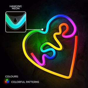 Neon LED RGB LOVE IN HEART FLRN02 + kaukosäädin Forever Light