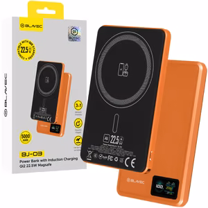 Blavec BJ-03 varavirtalähde 5000mAh erittäin ohut 7,8 mm Type-C 22,5W magneettinen MagSafe 3-in-1 oranssi alumiini