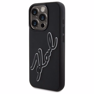 Karl Lagerfeld 3D Rubber Signature Suojakuori iPhone 15 Pro Max:lle - musta