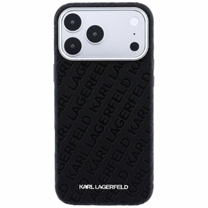 Karl Lagerfeld PU Grained Allover Semi Wrap MagSafe -suojakuori Apple iPhone 18 Pro Max -puhelimelle, musta