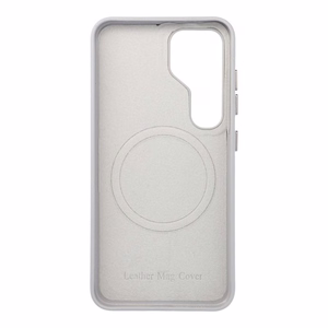 Nahkainen Mag Cover -suojakuori Samsung S25:lle yhteensopiva MagSafen kanssa harmaa