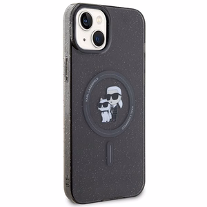 Karl Lagerfeld Karl&Choupette Glitter MagSafe Suojakuori iPhone 15 Plus:lle - musta