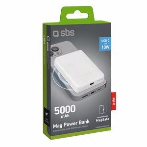 Powerbank SBS TEBB5000MAG1CW 5000 mAh USB-C, MagSafe-yhteensopiva - valkoinen