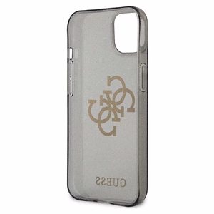 Guess GUHCP13SPCUGL4GBK iPhone 13 mini 5.4" musta/musta kova kotelo Glitter 4G iso logo
