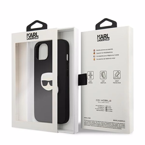Karl Lagerfeld Nahka Ikonik Karl's Head Metal Case iPhone 13 mini - musta