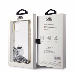 KARL LAGERFELD KLHCN61LKCNSK Liquid Glitter C -suojakuori iPhone 11:lle - läpinäkyvä